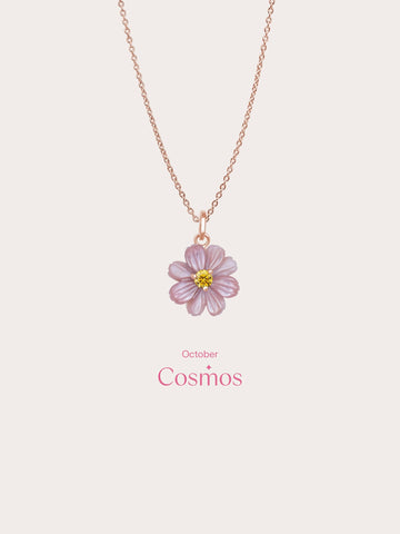 Carved Cosmos Necklace 18K Rose Gold (5) – Mondays Made Flower & Birthstone Jewelry Singapore