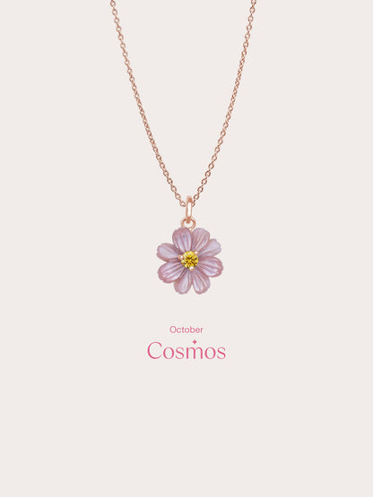 Carved Cosmos Necklace 18K Rose Gold (5) – Mondays Made Flower & Birthstone Jewelry Singapore
