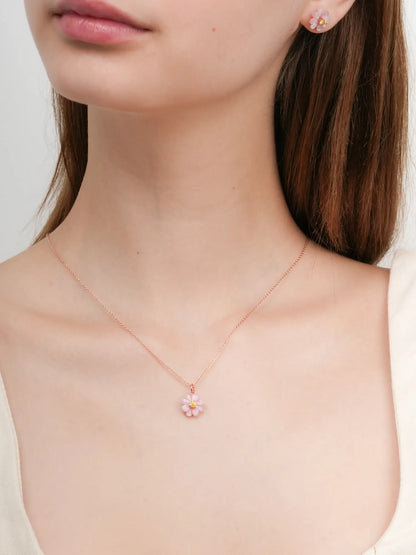 Carved Cosmos Necklace 18K Rose Gold (3) – Mondays Made Flower & Birthstone Jewelry Singapore