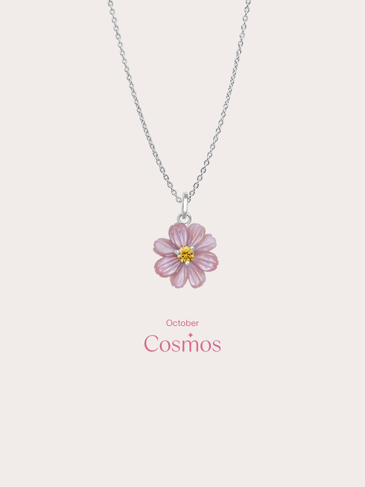 Carved Cosmos Necklace S925 Silver Rhodium (4) – Mondays Made Flower & Birthstone Jewelry Singapore