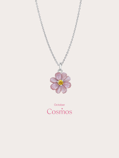 Carved Cosmos Necklace S925 Silver Rhodium (4) – Mondays Made Flower & Birthstone Jewelry Singapore