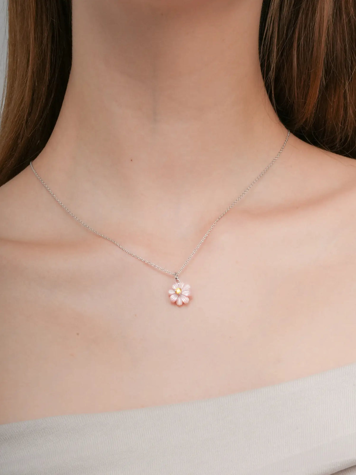 Carved Cosmos Necklace S925 Silver Rhodium (3) – Mondays Made Flower & Birthstone Jewelry Singapore