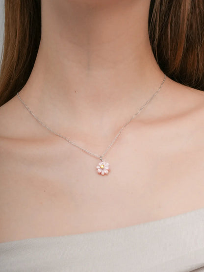 Carved Cosmos Necklace S925 Silver Rhodium (3) – Mondays Made Flower & Birthstone Jewelry Singapore