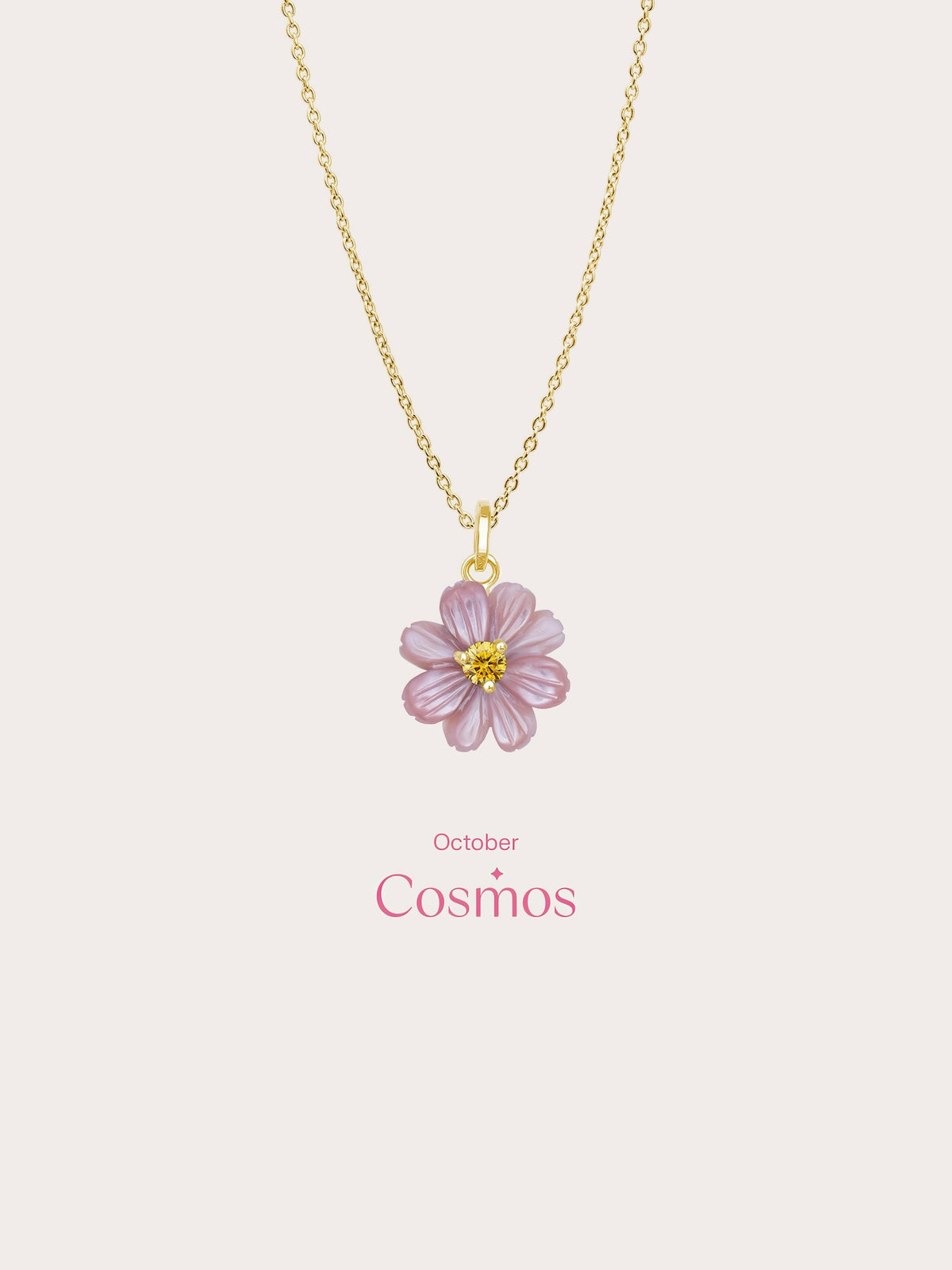 Carved Cosmos Necklace 18K Gold (5) – Mondays Made Flower & Birthstone Jewelry Singapore