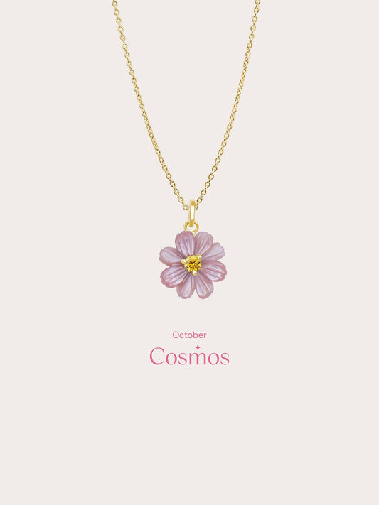 Carved Cosmos Necklace 18K Gold (5) – Mondays Made Flower & Birthstone Jewelry Singapore