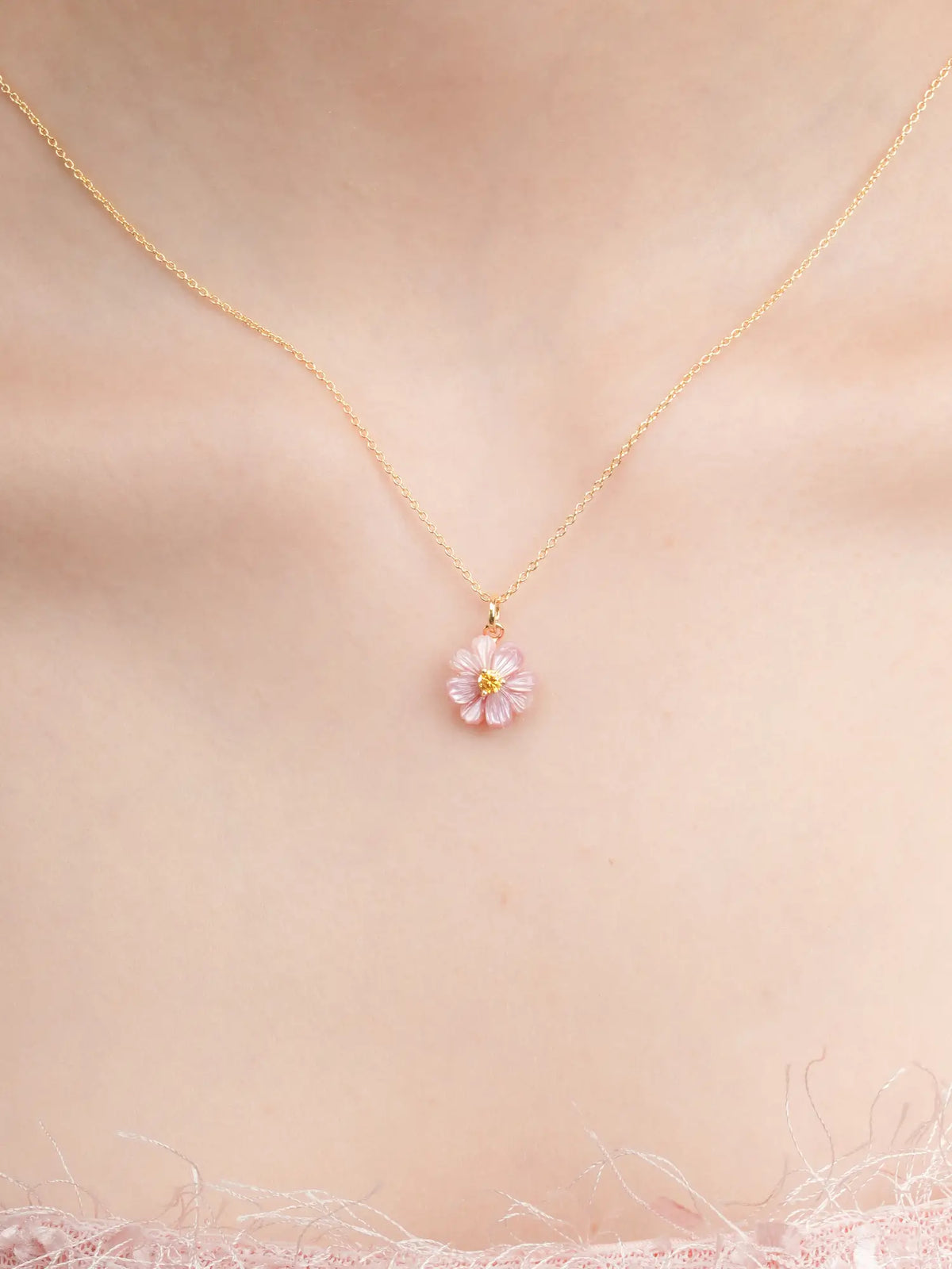Carved Cosmos Necklace 18K Gold (2) – Mondays Made Flower & Birthstone Jewelry Singapore