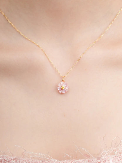 Carved Cosmos Necklace 18K Gold (2) – Mondays Made Flower & Birthstone Jewelry Singapore