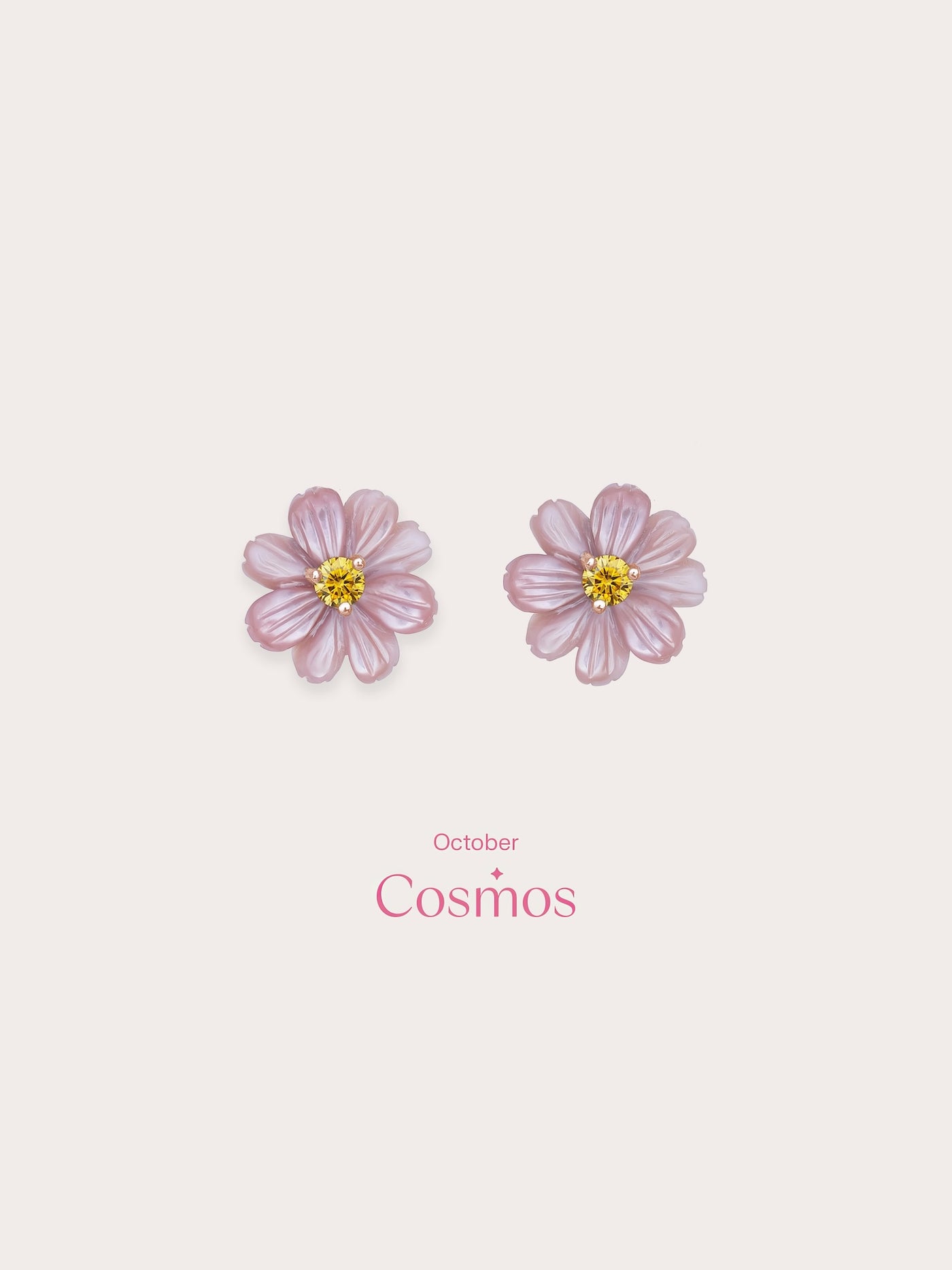 Carved Cosmos Stud Earrings 18K Rose Gold (3) – Mondays Made Flower & Birthstone Jewelry Singapore