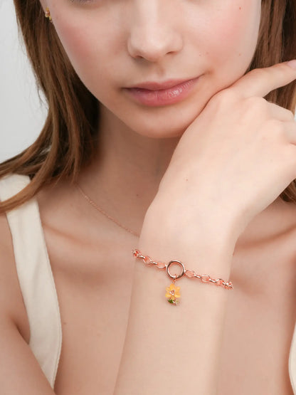 Carved Daffodil Charm 18K Rose Gold (2) – Mondays Made Flower & Birthstone Jewelry Singapore