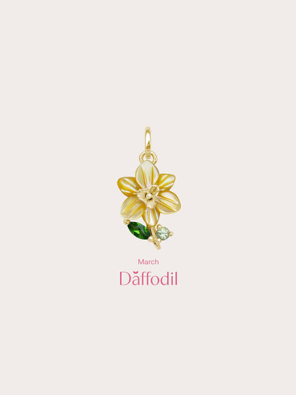 Carved Daffodil Charm 18K Gold (3) – Mondays Made Flower & Birthstone Jewelry Singapore