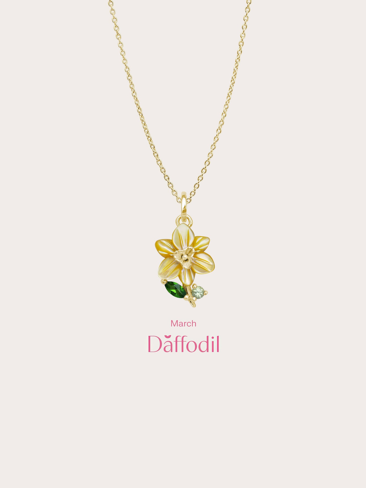 Carved Daffodil Necklace 18K Gold (4) – Mondays Made Flower & Birthstone Jewelry Singapore