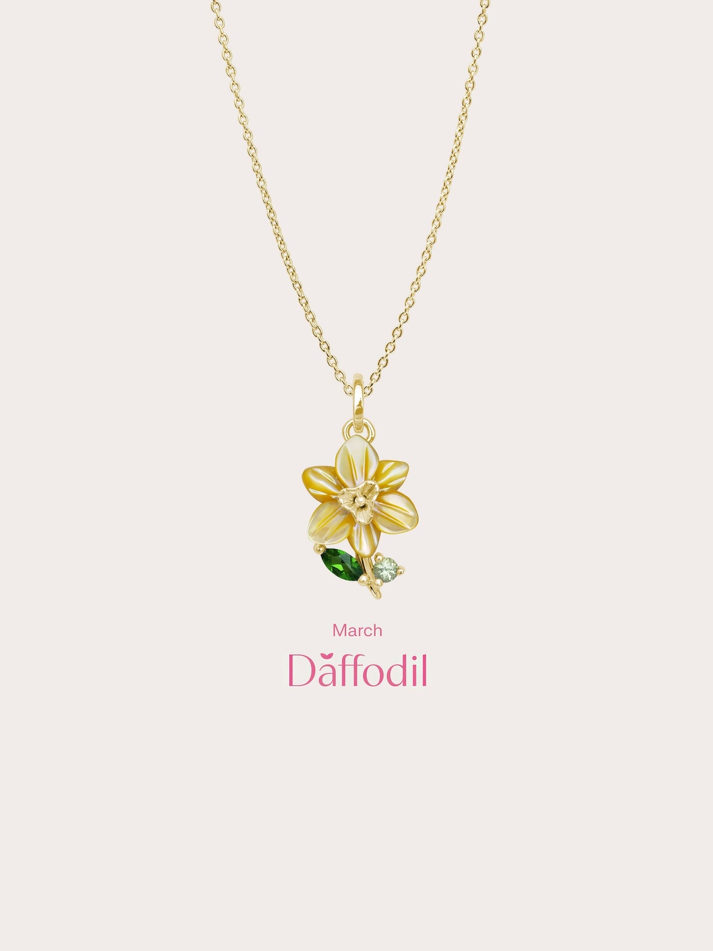 Carved Daffodil Necklace 18K Gold (4) – Mondays Made Flower & Birthstone Jewelry Singapore