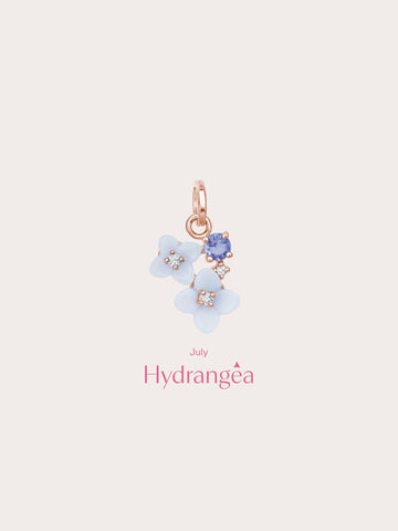 Carved Hydrangea Charm 18K Rose Gold (2) – Mondays Made Flower & Birthstone Jewelry Singapore
