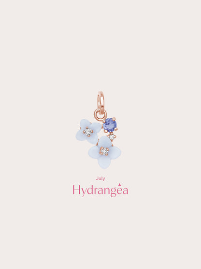 Carved Hydrangea Charm 18K Rose Gold (2) – Mondays Made Flower & Birthstone Jewelry Singapore