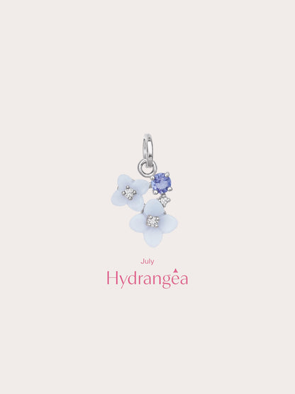 Carved Hydrangea Charm S925 Silver Rhodium (2) – Mondays Made Flower & Birthstone Jewelry Singapore