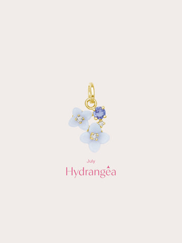 Carved Hydrangea Charm 18K Gold (2) – Mondays Made Flower & Birthstone Jewelry Singapore