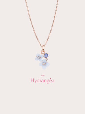 Carved Hydrangea Cluster Necklace 18K Rose Gold (5) – Mondays Made Flower & Birthstone Jewelry Singapore