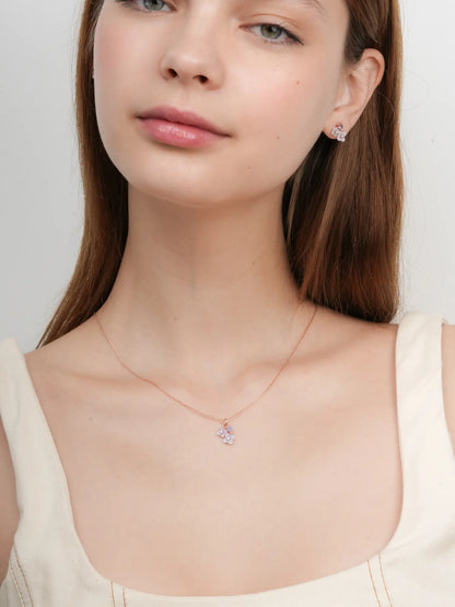 Carved Hydrangea Cluster Necklace 18K Rose Gold (4) – Mondays Made Flower & Birthstone Jewelry Singapore