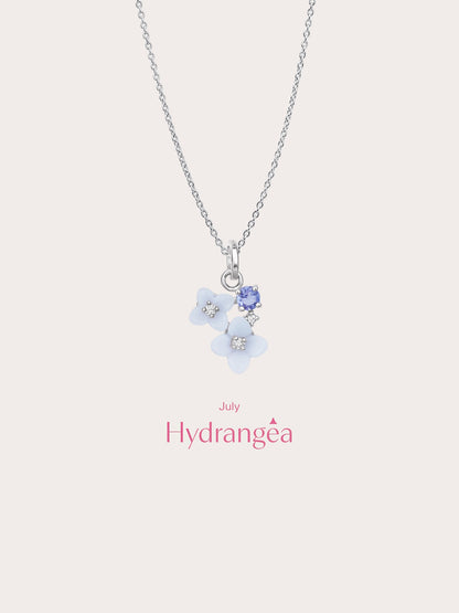Carved Hydrangea Cluster Necklace S925 Silver Rhodium (5) – Mondays Made Flower & Birthstone Jewelry Singapore