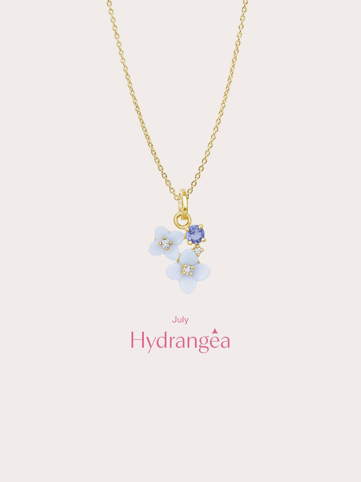 Carved Hydrangea Cluster Necklace 18K Gold (5) – Mondays Made Flower & Birthstone Jewelry Singapore