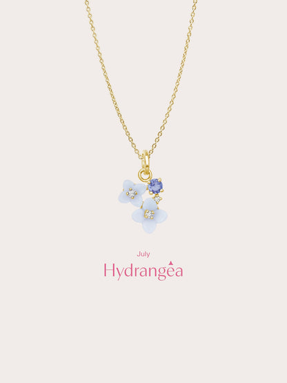 Carved Hydrangea Cluster Necklace 18K Gold (5) – Mondays Made Flower & Birthstone Jewelry Singapore