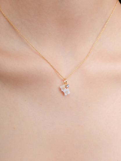 Carved Hydrangea Cluster Necklace 18K Gold (2) – Mondays Made Flower & Birthstone Jewelry Singapore