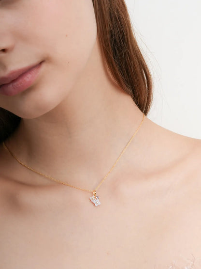 Carved Hydrangea Cluster Necklace 18K Gold (3) – Mondays Made Flower & Birthstone Jewelry Singapore