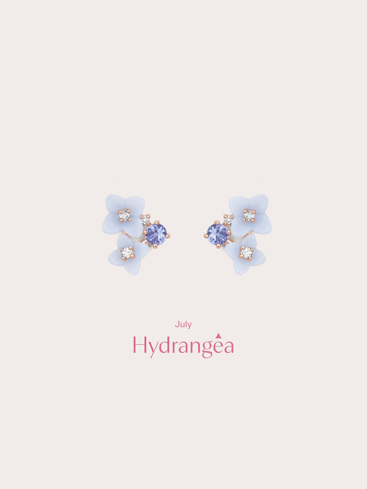 Carved Hydrangea Stud Earrings