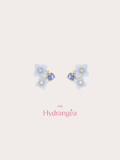 Carved Hydrangea Cluster Stud Earrings 18K Gold (2) – Mondays Made Flower & Birthstone Jewelry Singapore