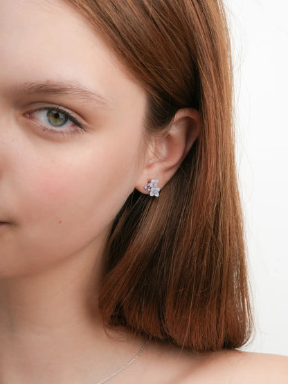 Carved Hydrangea Stud Earrings S925 Silver Rhodium (2) – Mondays Made Flower & Birthstone Jewelry Singapore