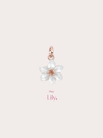 Carved Lily Charm 18K Rose Gold (4) – Mondays Made Flower & Birthstone Jewelry Singapore