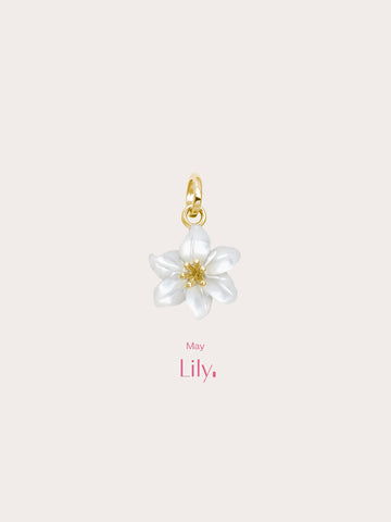 Carved Lily Charm 18K Gold (3) – Mondays Made Flower & Birthstone Jewelry Singapore