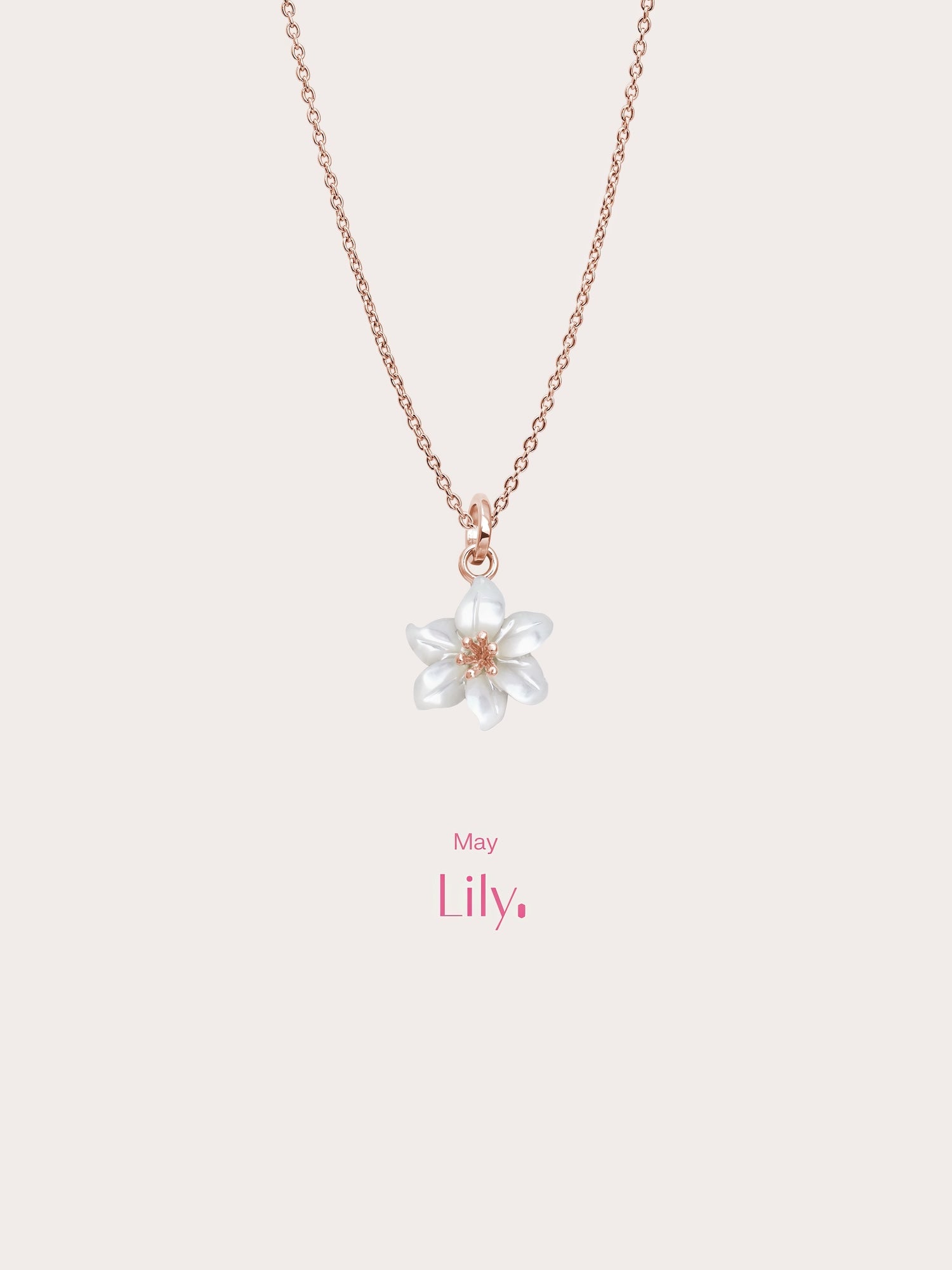 Carved Lily Necklace in 18k Rose Gold Vermeil from Mondays Made