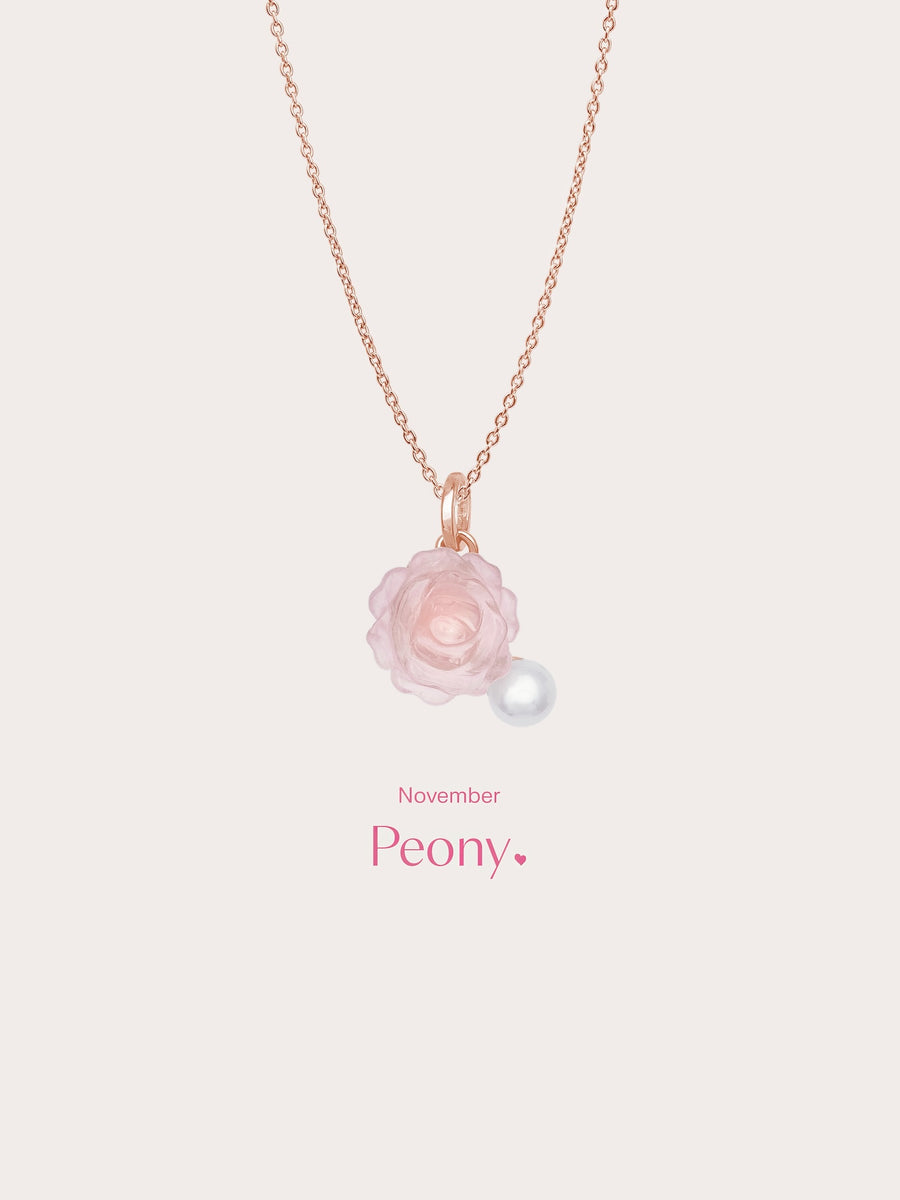 Carved Peony Necklace 18K Rose Gold (5) – Mondays Made Flower & Birthstone Jewelry Singapore