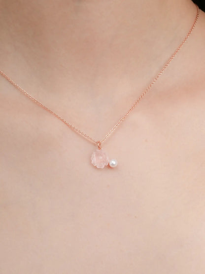 Carved Peony Necklace 18K Rose Gold (2) – Mondays Made Flower & Birthstone Jewelry Singapore