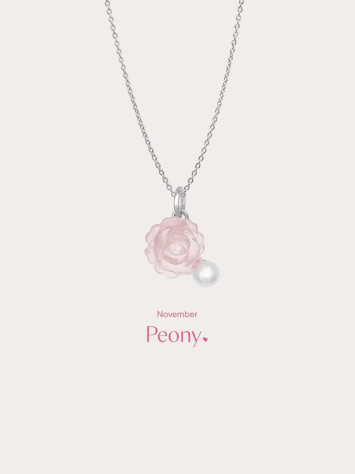 Carved Peony Necklace S925 Silver Rhodium (4) – Mondays Made Flower & Birthstone Jewelry Singapore