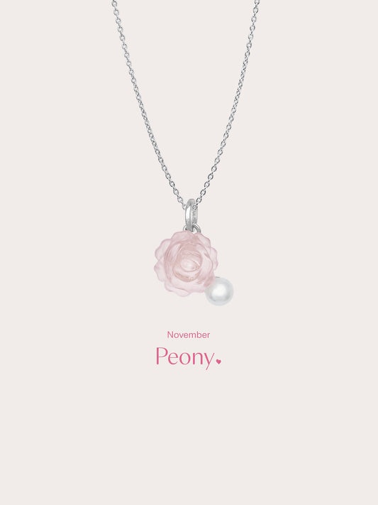 Carved Peony Necklace S925 Silver Rhodium (4) – Mondays Made Flower & Birthstone Jewelry Singapore