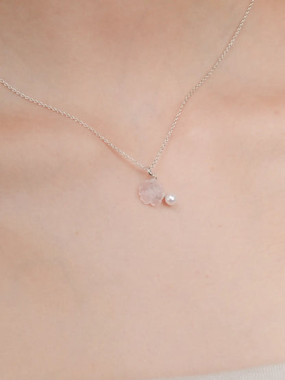 Carved Peony Necklace S925 Silver Rhodium (2) – Mondays Made Flower & Birthstone Jewelry Singapore