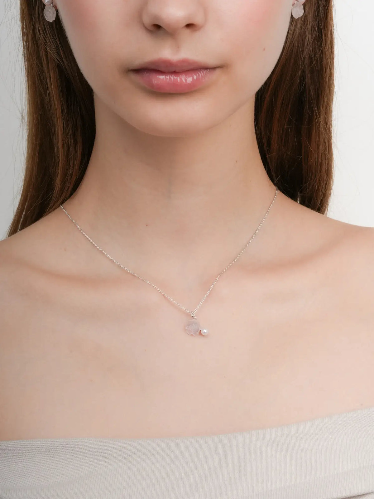 Carved Peony Necklace S925 Silver Rhodium (3) – Mondays Made Flower & Birthstone Jewelry Singapore