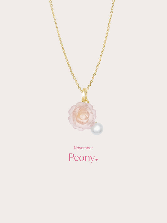Carved Peony Necklace 18K Gold (5) – Mondays Made Flower & Birthstone Jewelry Singapore