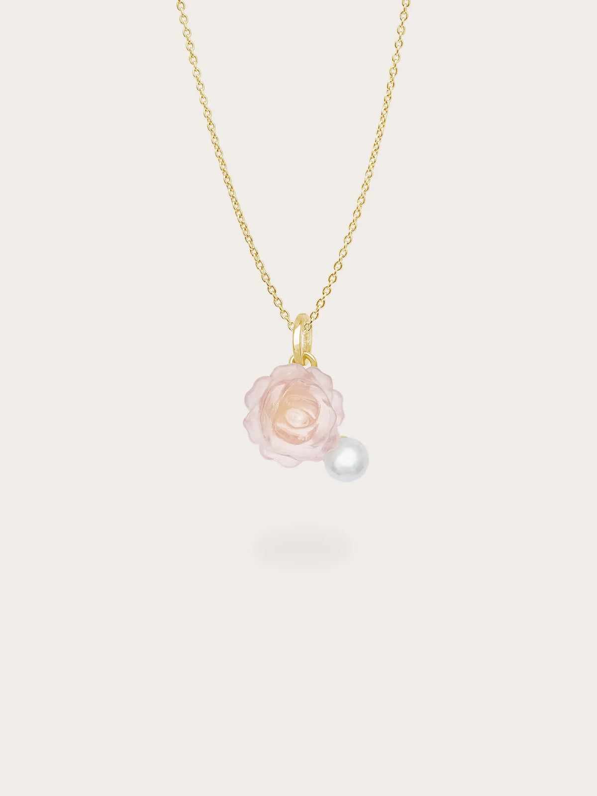 Carved Peony Necklace and Earrings Set