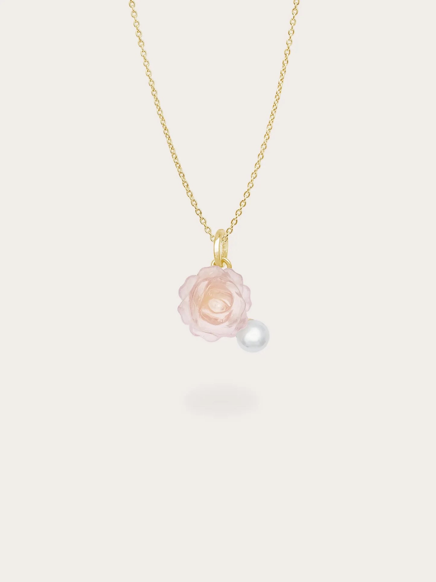 Carved Peony Necklace and Earrings Set