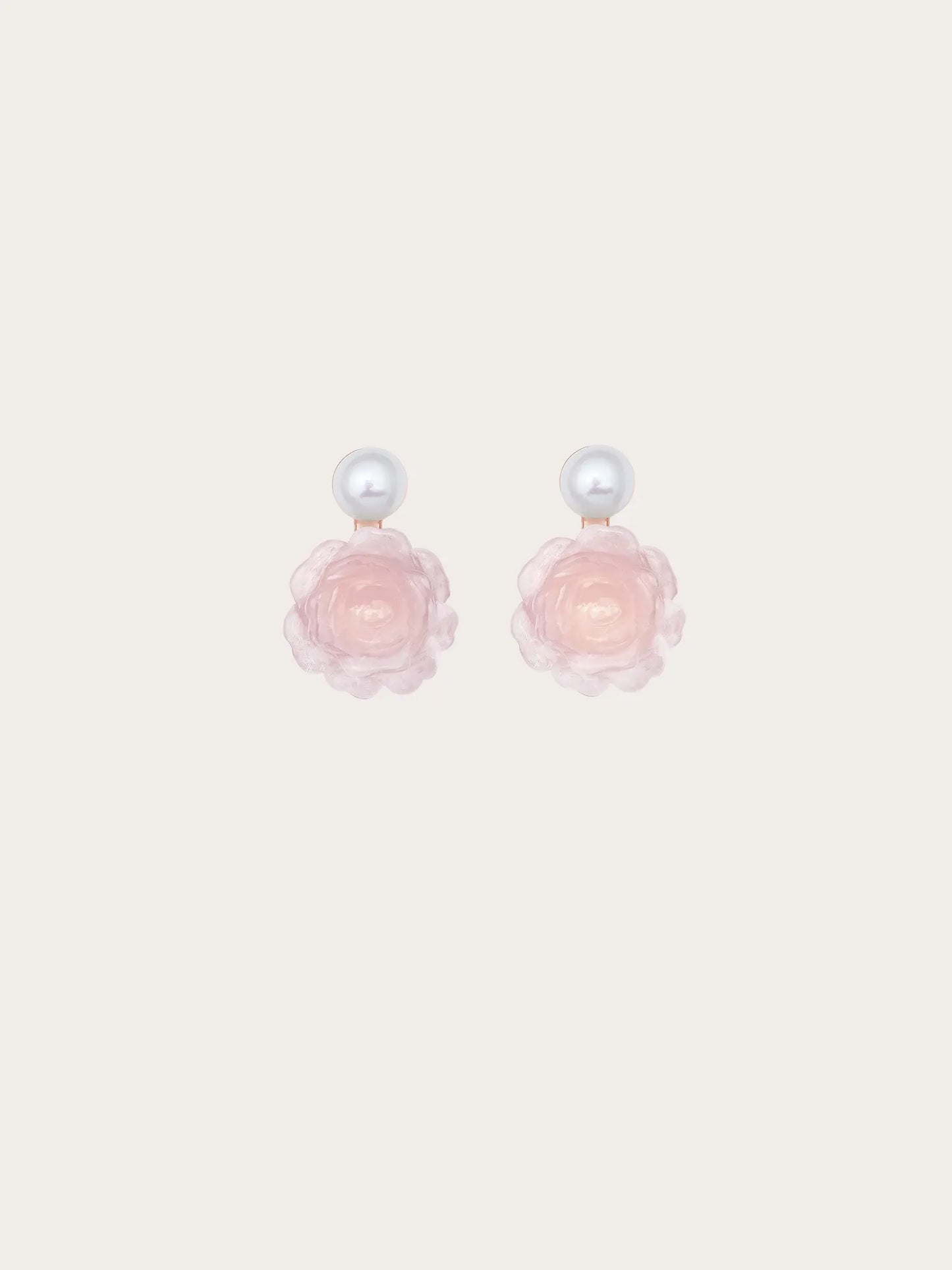 Carved Peony Necklace and Earrings Set