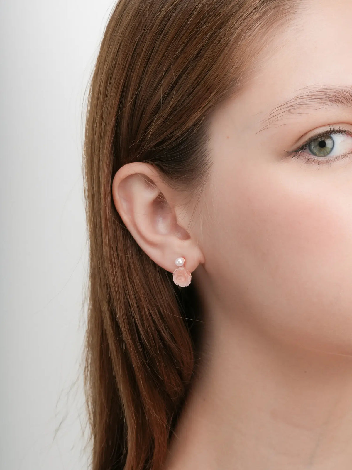 Carved Peony Stud Earrings 18K Rose Gold (4) – Mondays Made Flower & Birthstone Jewelry Singapore