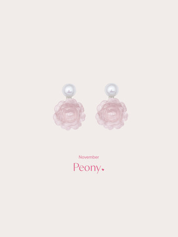 Carved Peony Stud Earrings S925 Silver Rhodium (4) – Mondays Made Flower & Birthstone Jewelry Singapore