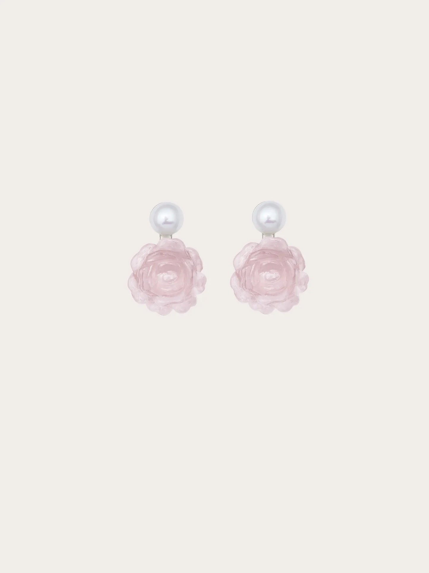 Carved Peony Necklace and Earrings Set