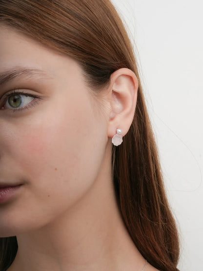 Carved Peony Stud Earrings S925 Silver Rhodium (3) – Mondays Made Flower & Birthstone Jewelry Singapore
