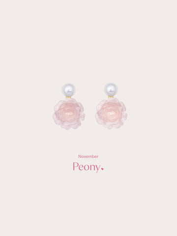 Carved Peony Stud Earrings 18K Gold (4) – Mondays Made Flower & Birthstone Jewelry Singapore