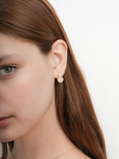 Carved Peony Stud Earrings 18K Gold (2) – Mondays Made Flower & Birthstone Jewelry Singapore