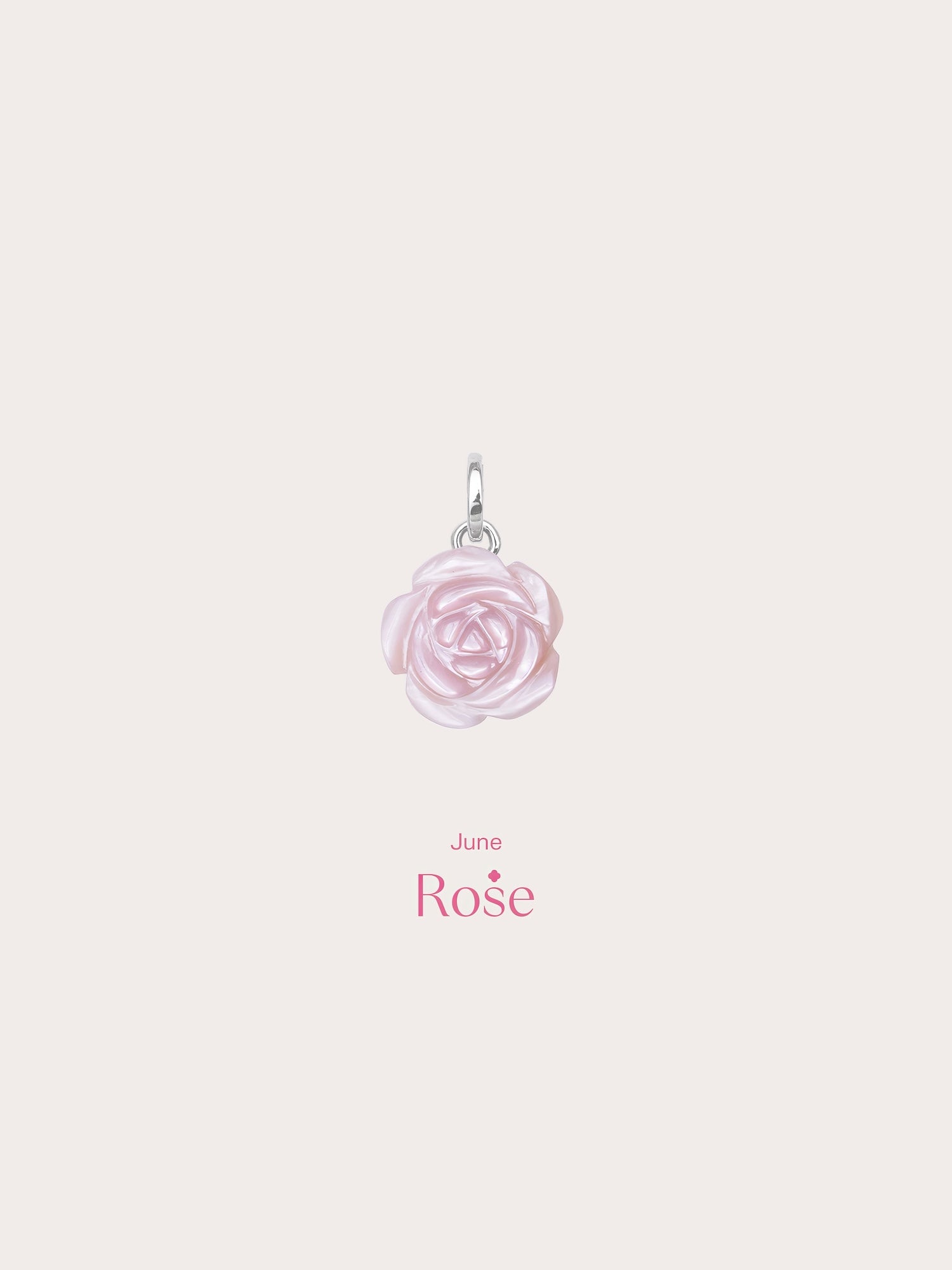 Carved Pink Rose Charm in S925 Rhodium Vermeil from Mondays Made